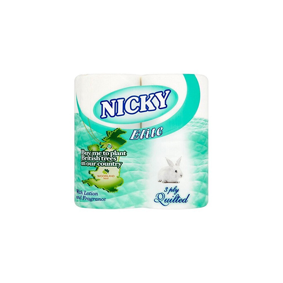 Toilet Rolls Nicky 3 Ply White - 10 Packs of 4 rolls (40 toilet rolls in total)