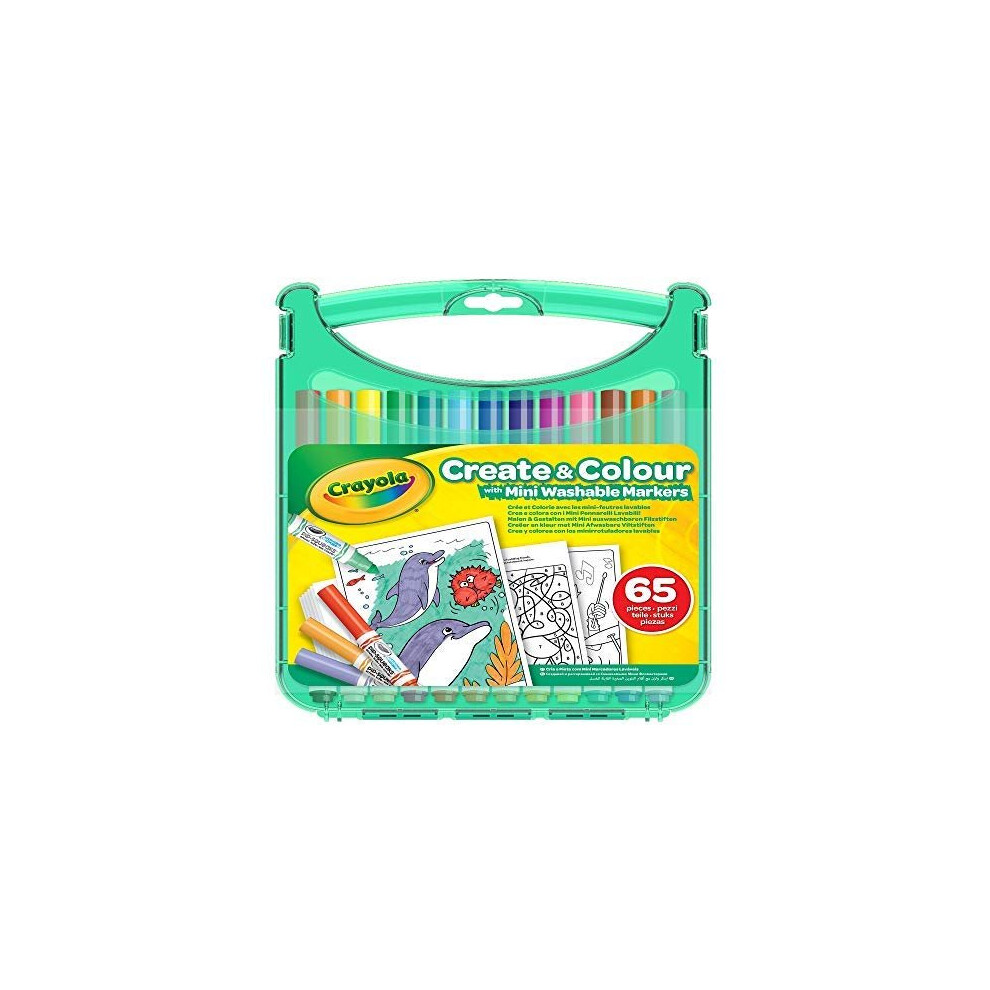 CRAYOLA 04-0379-E-000 Mini Washable Markers Create & Colour Case 65 Pieces, Set