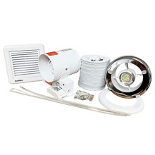 SL100TWC 3w MR16 LED Light - 100m3/hr Inline Shower Bathroom Extractor Fan with PVC ducting and Fixed Grille
