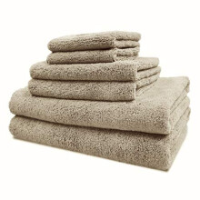 Juego de Toallas de Baño Microfibra POLYTE, 60 x 30 in., Secado Rápido, 6 Piezas (Beige)