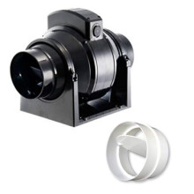 Manrose MF100T in-Line Extractor Fan with Timer 100mm/4" + in-Line Back Draught Shutter