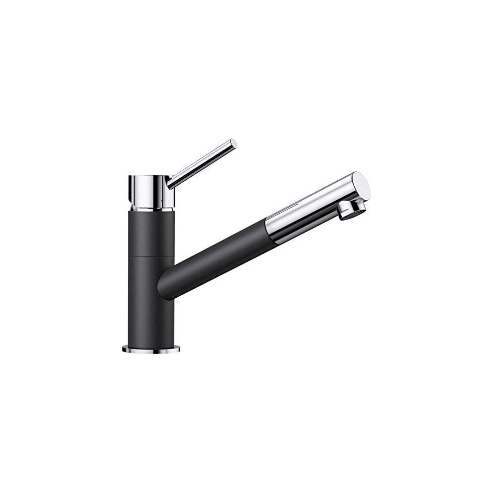 BLANCO KANO-S  Two-coloured Single-lever Kitchen Mixer Tap  with Pull-out Spray  Chrome / Grey  525038