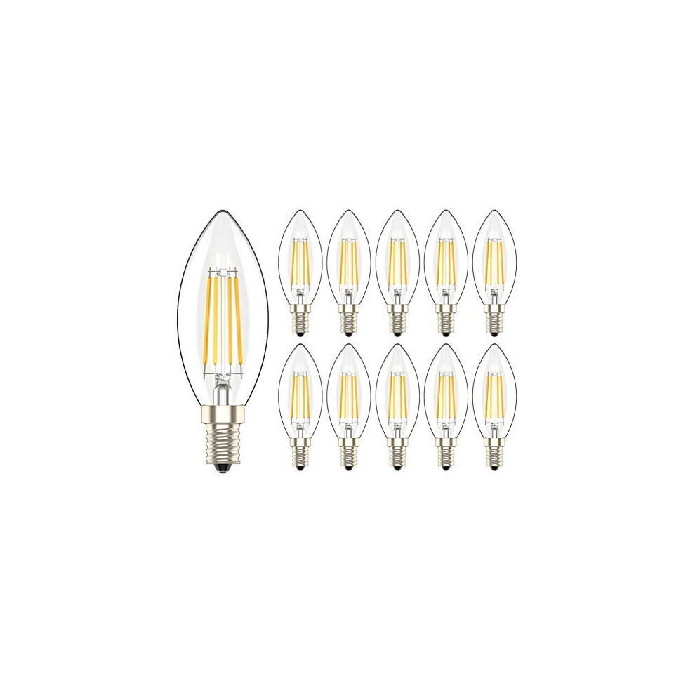 10 Pack 4W E14 Dimmable LED Filament Candle C35 Light Bulbs Warm White 2700K 40W Incandescent Bulb Equivalent 360 Beam Angle