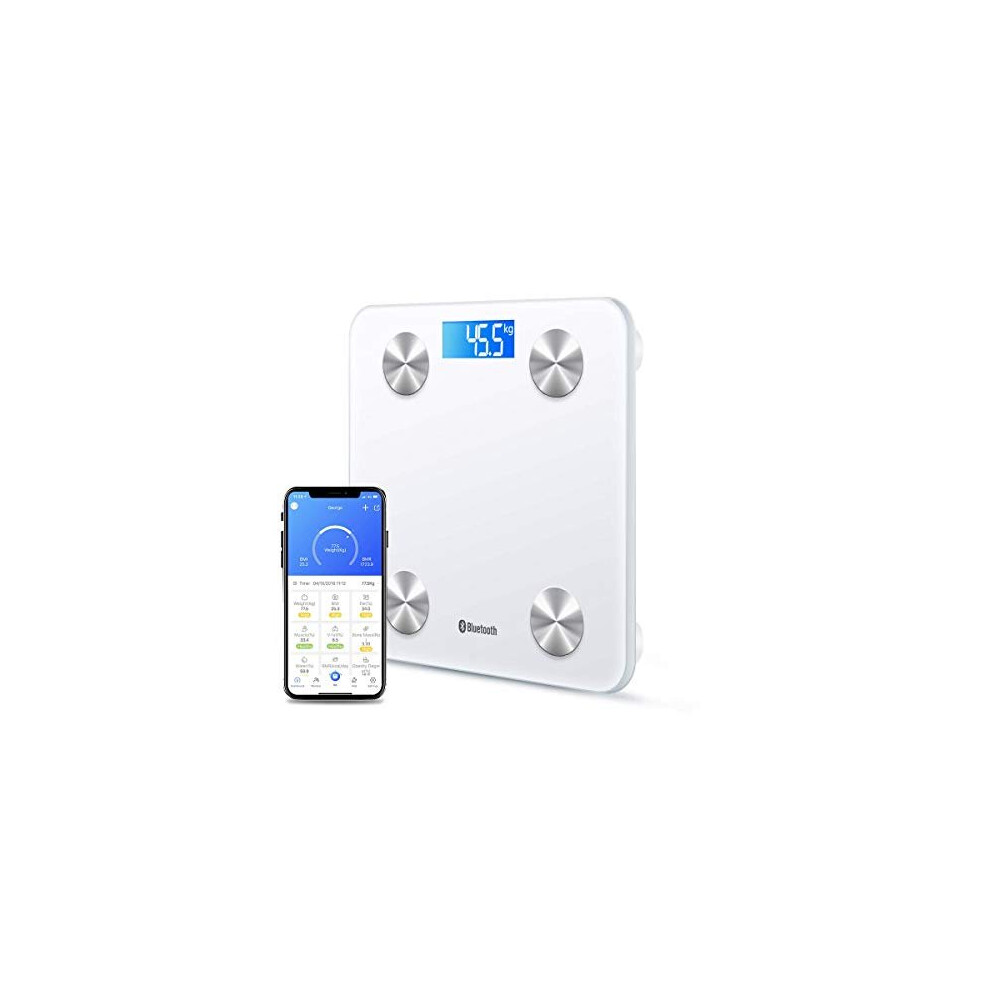 Homefashion Smart Body Fat Scales Digital Bathroom Weight Scales Bluetooth Weighing Scale For Body Composition Analyzer Body Weight Fat, Bmi, Water, Muscle M