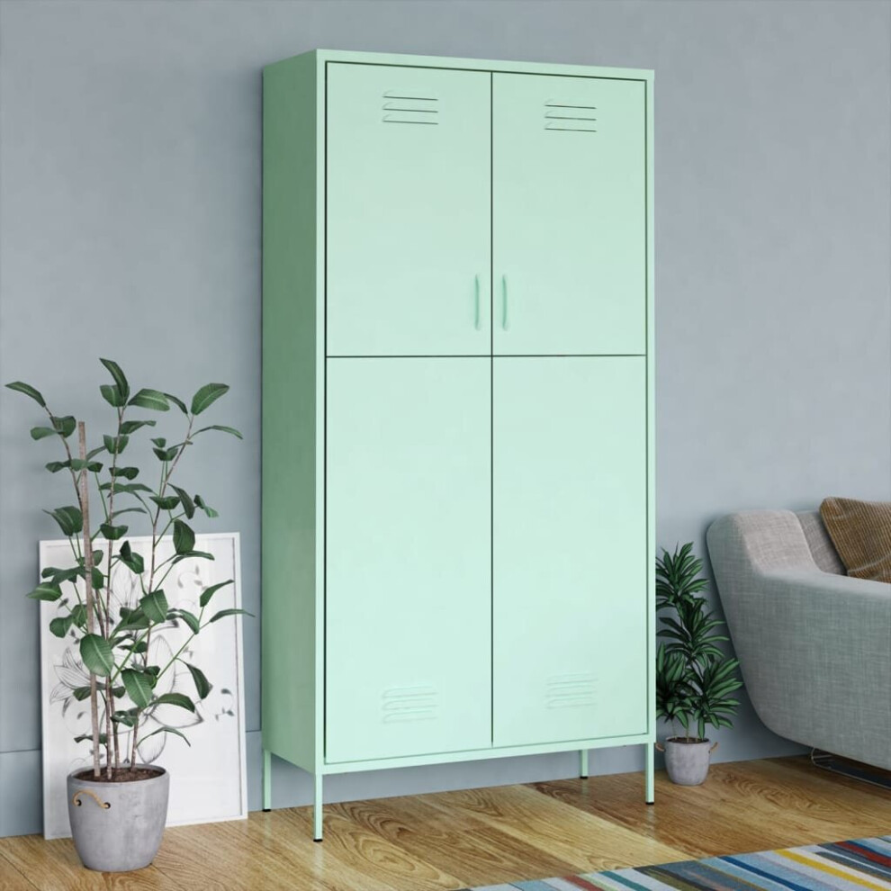 vidaXL Wardrobe Mint Steel Bedroom Hanger Organiser Clothing Storage Cabinet