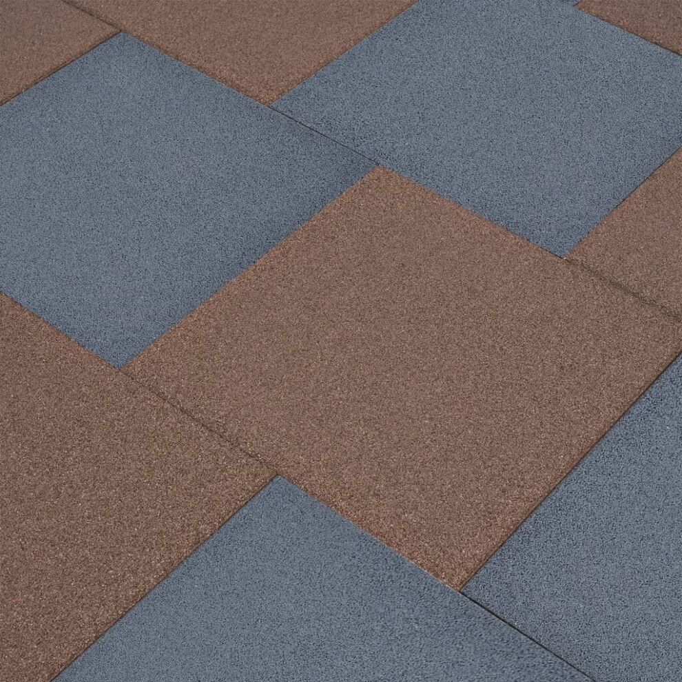 vidaXL 24x Fall Protection Tiles Rubber Grey Safety Floor Mat Playground Tile