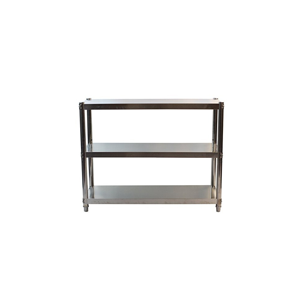 GOLDBEARUK Stainless Steel Kitchen Shelving Unit - Hygenic Kitchen Storage Solution - 3 Tier (Small 60x80cm)