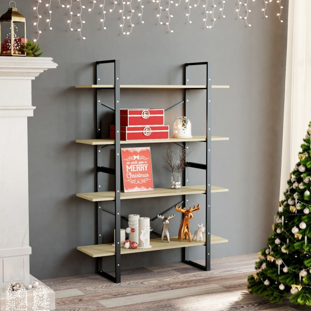 Vidaxl 4-Tier Book Cabinet Sonoma Oak Engineered Wood Home Storage Bookcase