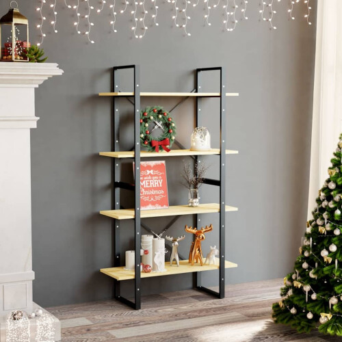 VidaXL vidaXL Solid Pine Wood 4-Tier Book Cabinet Organiser Bookcase Storage Rack