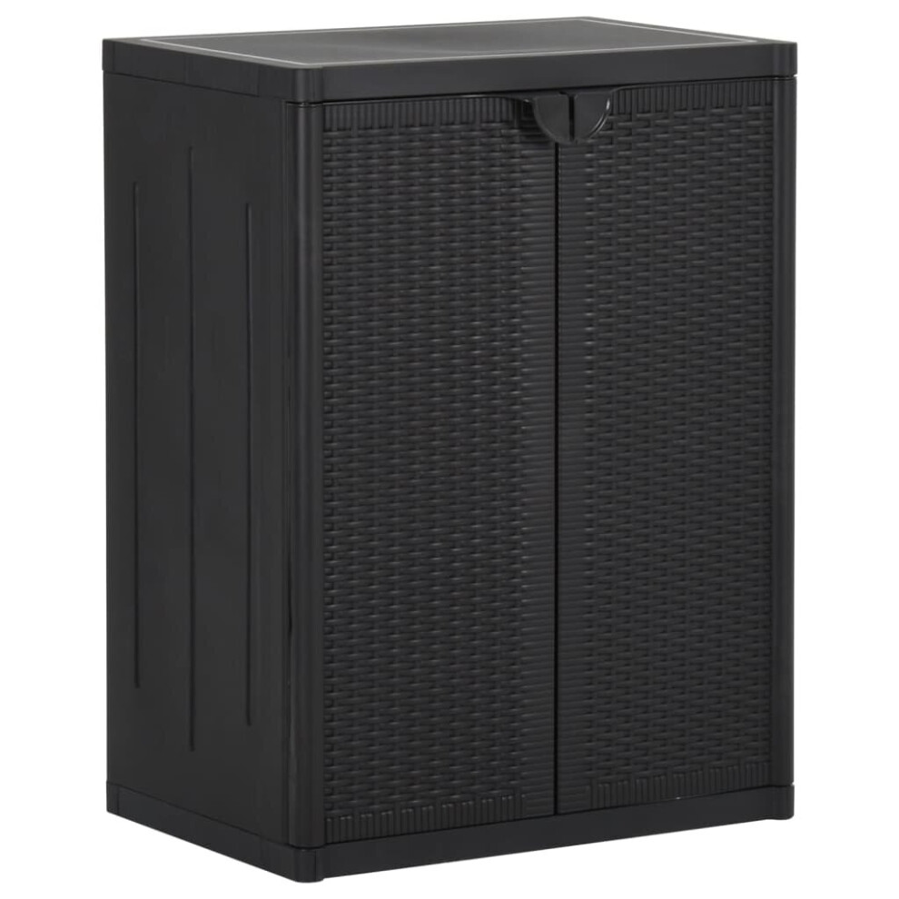 vidaXL Garden Storage Cabinet Black PP Rattan Tool Organiser Shed Cabinet