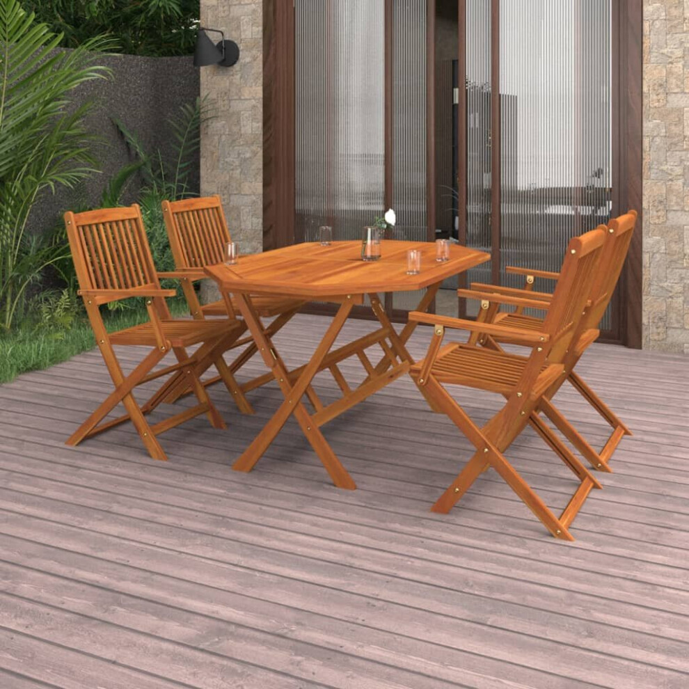 vidaXL Solid Acacia Wood Garden Dining Set 5 Piece Outdoor Table And Chair