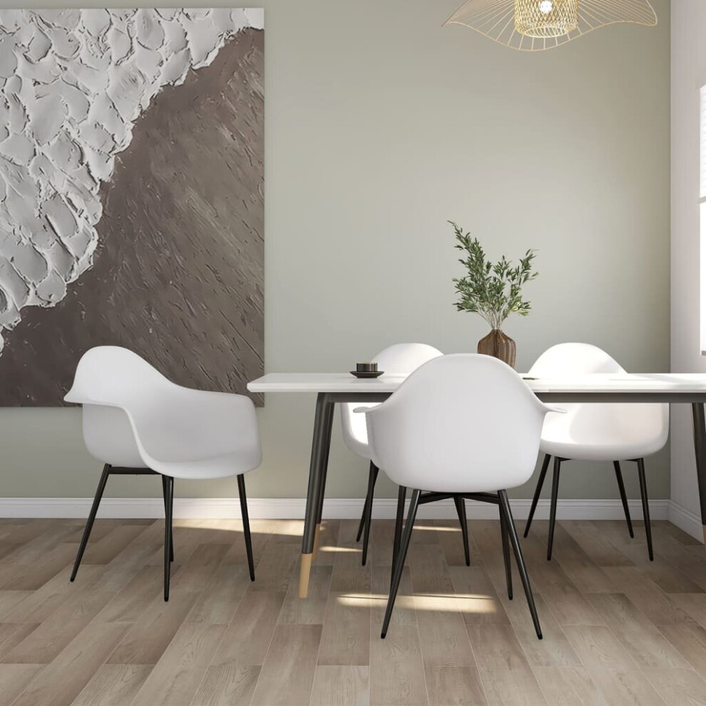 Vidaxl 4X Dining Chairs White Pp Home Kitchen Dining Room Dinner Chair Seating