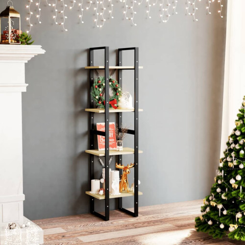 VidaXL vidaXL Solid Pine Wood 4-Tier Book Cabinet Home Office Storage Rack Bookcase