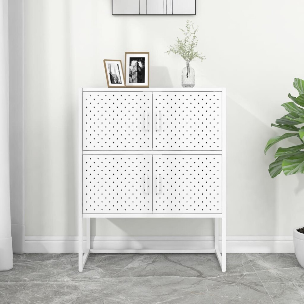 Photos - Other Furniture VidaXL Highboard White Steel Living Room Furniture High Side Storage Cabinet White 335881