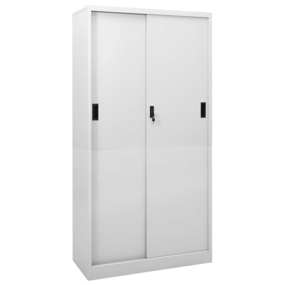 Vidaxl Office Cabinet With Sliding Door Light Grey Steel Filing Side Cabinet