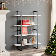 vidaXL 4-Tier Book Cabinet White Engineered Wood Home Storage Rack Bookcase