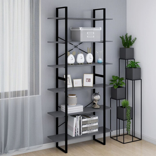 VidaXL vidaXL Solid Pine Wood High Cabinet Grey Home Standing Shelf Storage Book Rack