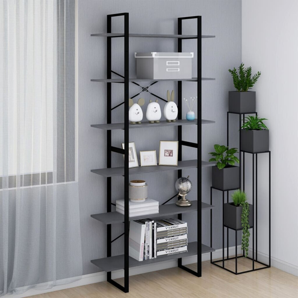 Vidaxl Solid Pine Wood High Cabinet Grey Home Standing Shelf Storage Book Rack