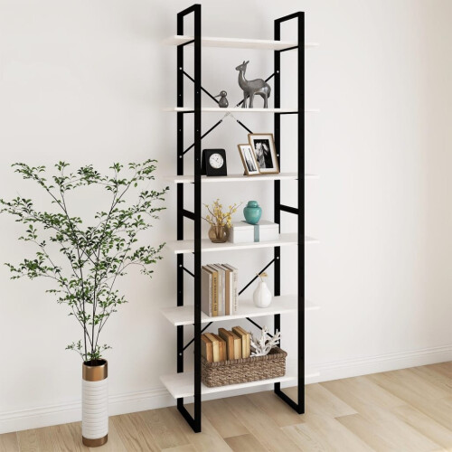VidaXL vidaXL Solid Pine Wood High Cabinet White Standing Shelf Storage Book Rack