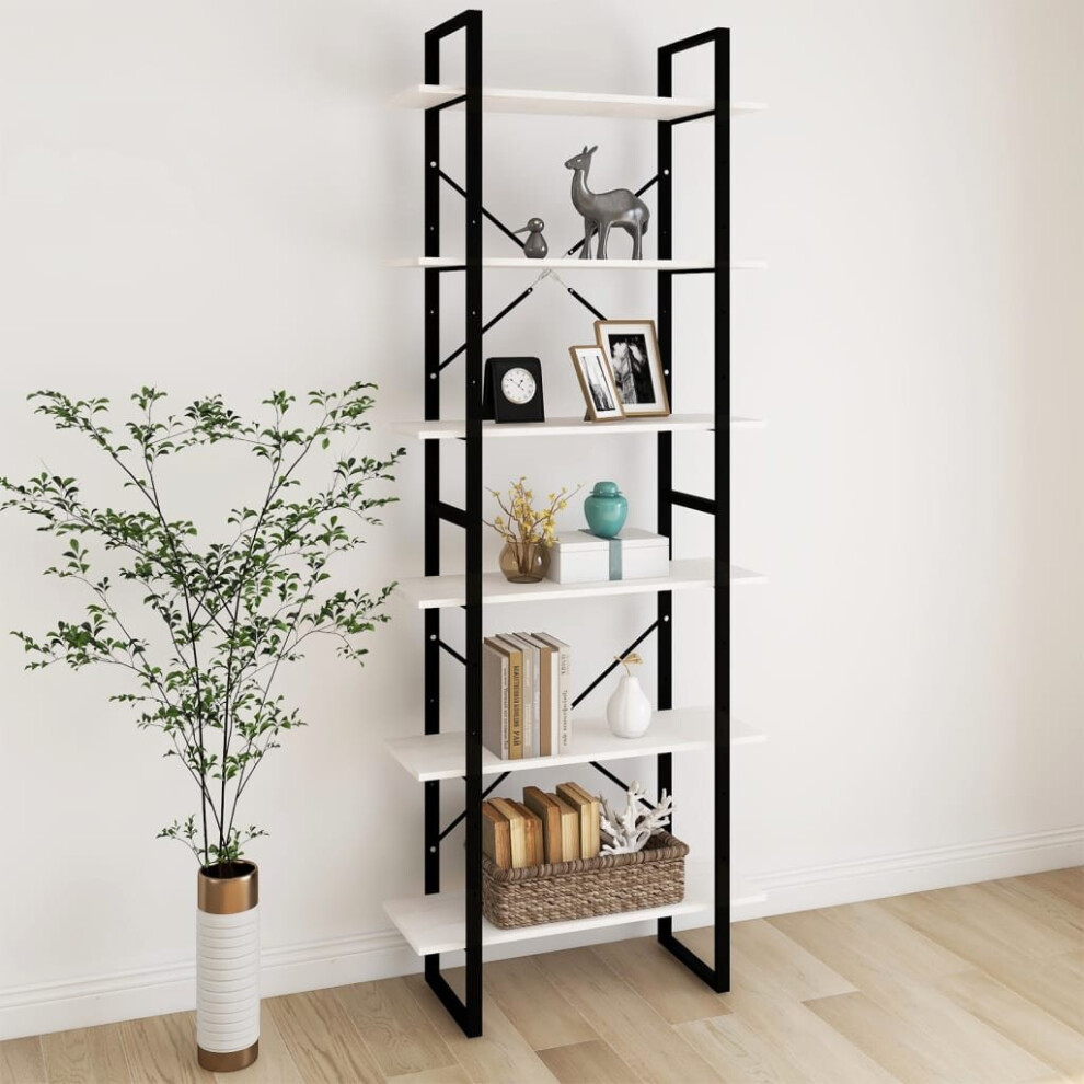 vidaXL Solid Pine Wood High Cabinet White Standing Shelf Storage Book Rack