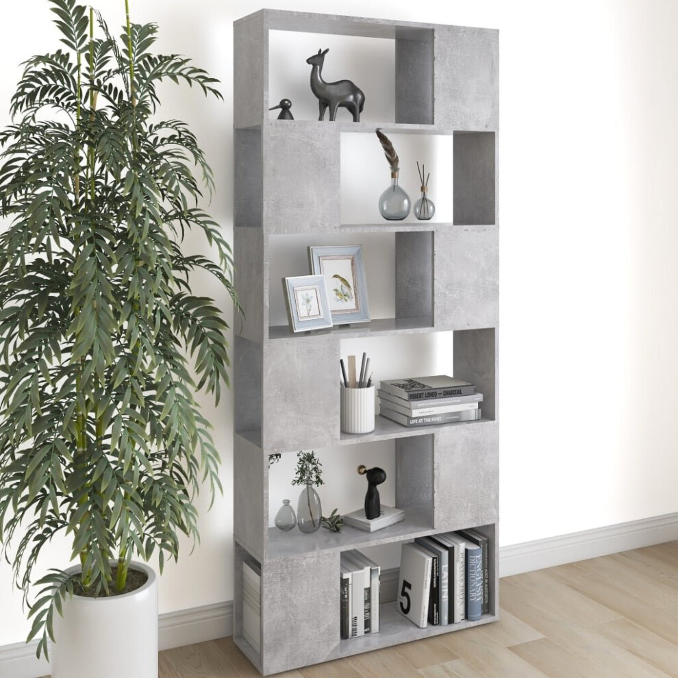 vidaXL Book Cabinet Room Divider Concrete Grey Engineered Wood Privacy Screen