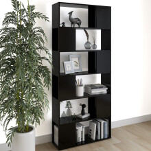 vidaXL Book Cabinet Room Divider Black Engineered Wood Privacy Screen Cabinet
