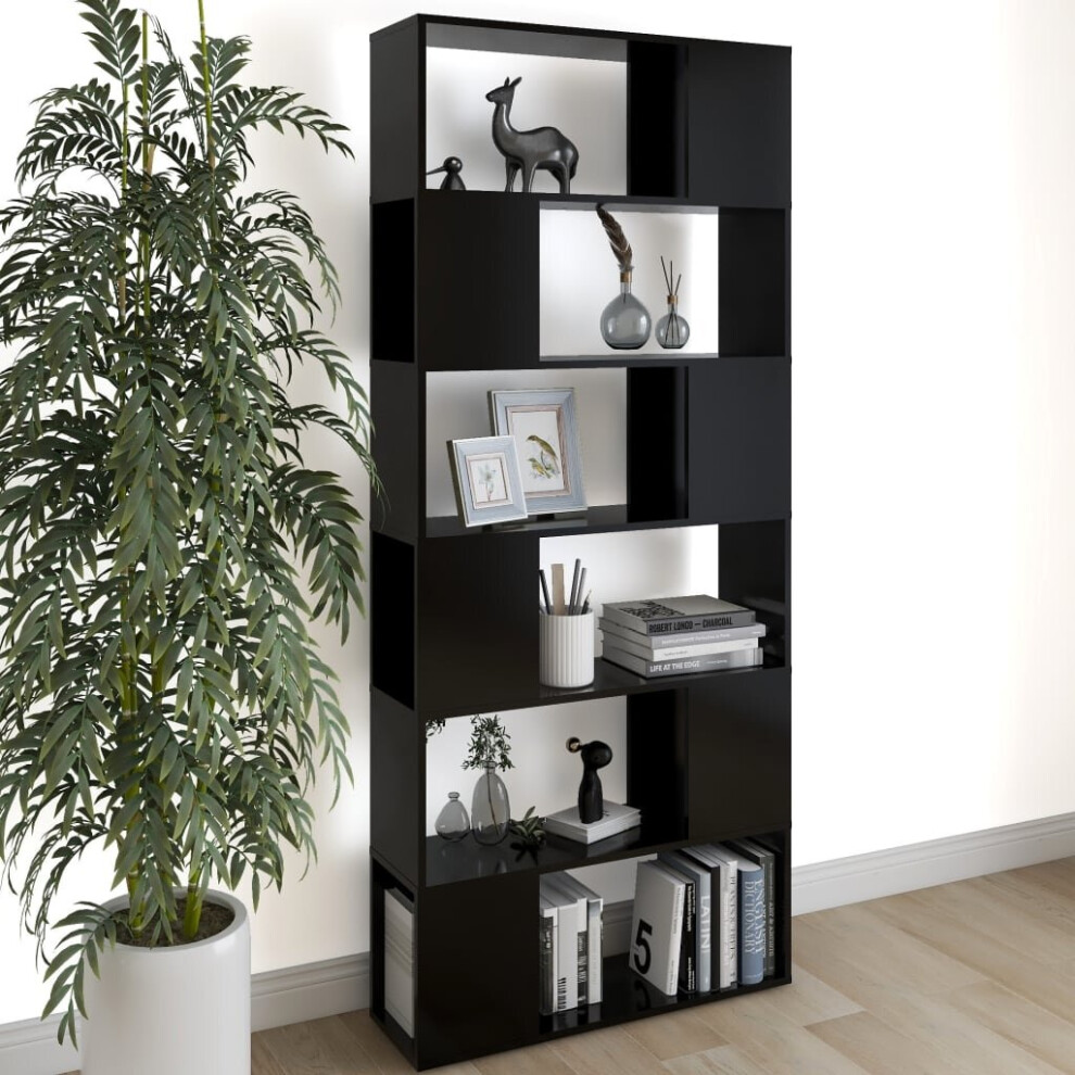 vidaXL Book Cabinet Room Divider Black Engineered Wood Privacy Screen Cabinet