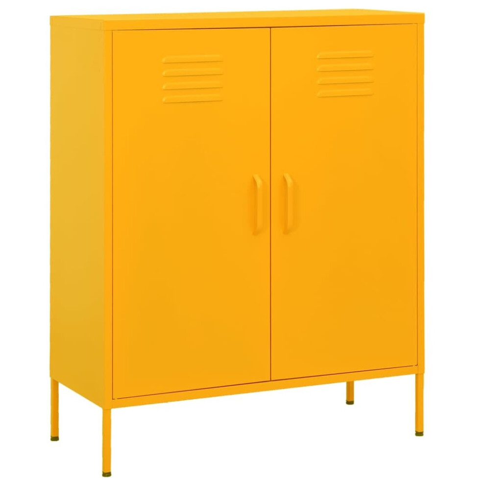 vidaXL Storage Cabinet Mustard Yellow Steel Home Sideboard Cupboard Bookcase