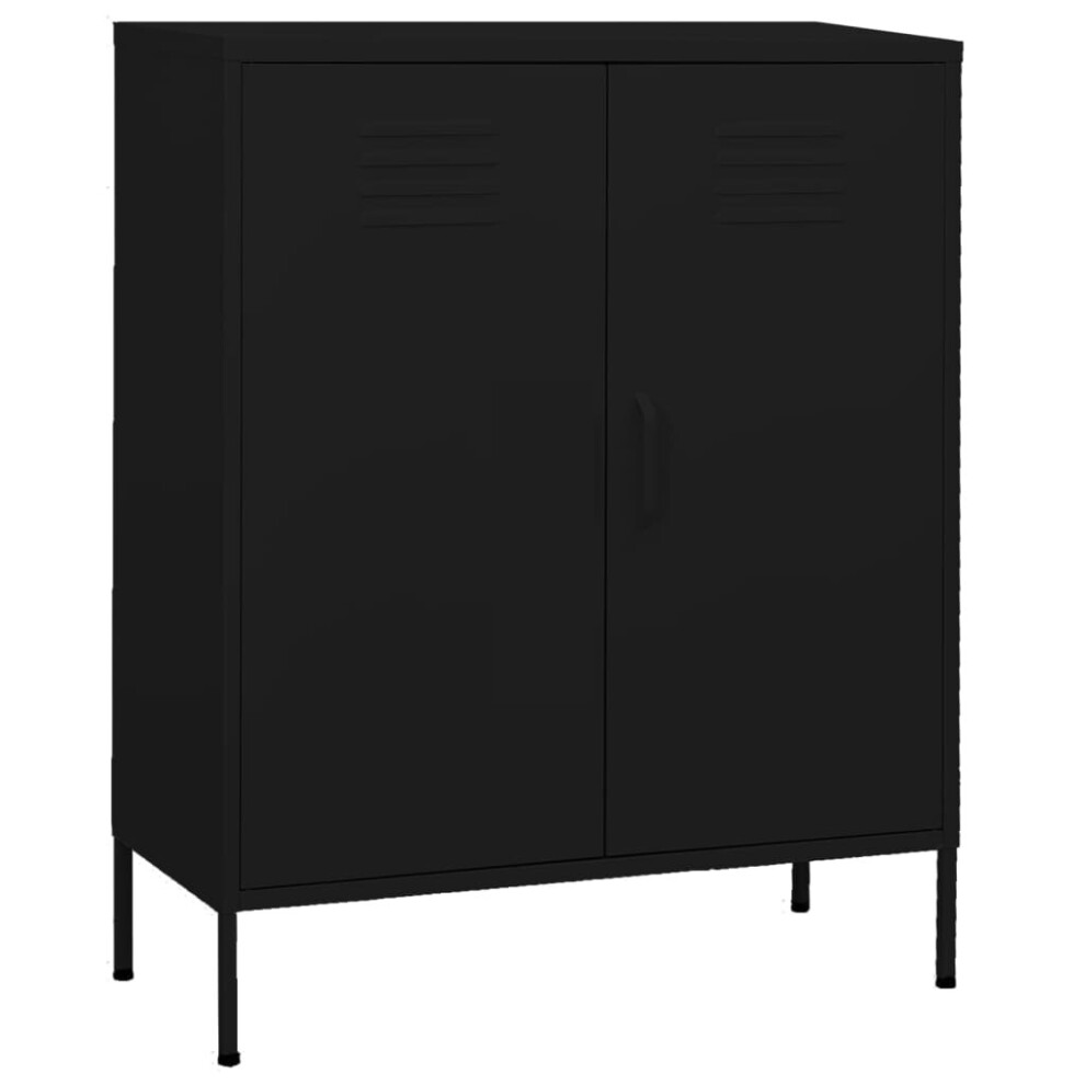 vidaXL Storage Cabinet Black Steel Living Room Sideboard Cupboard Bookcase