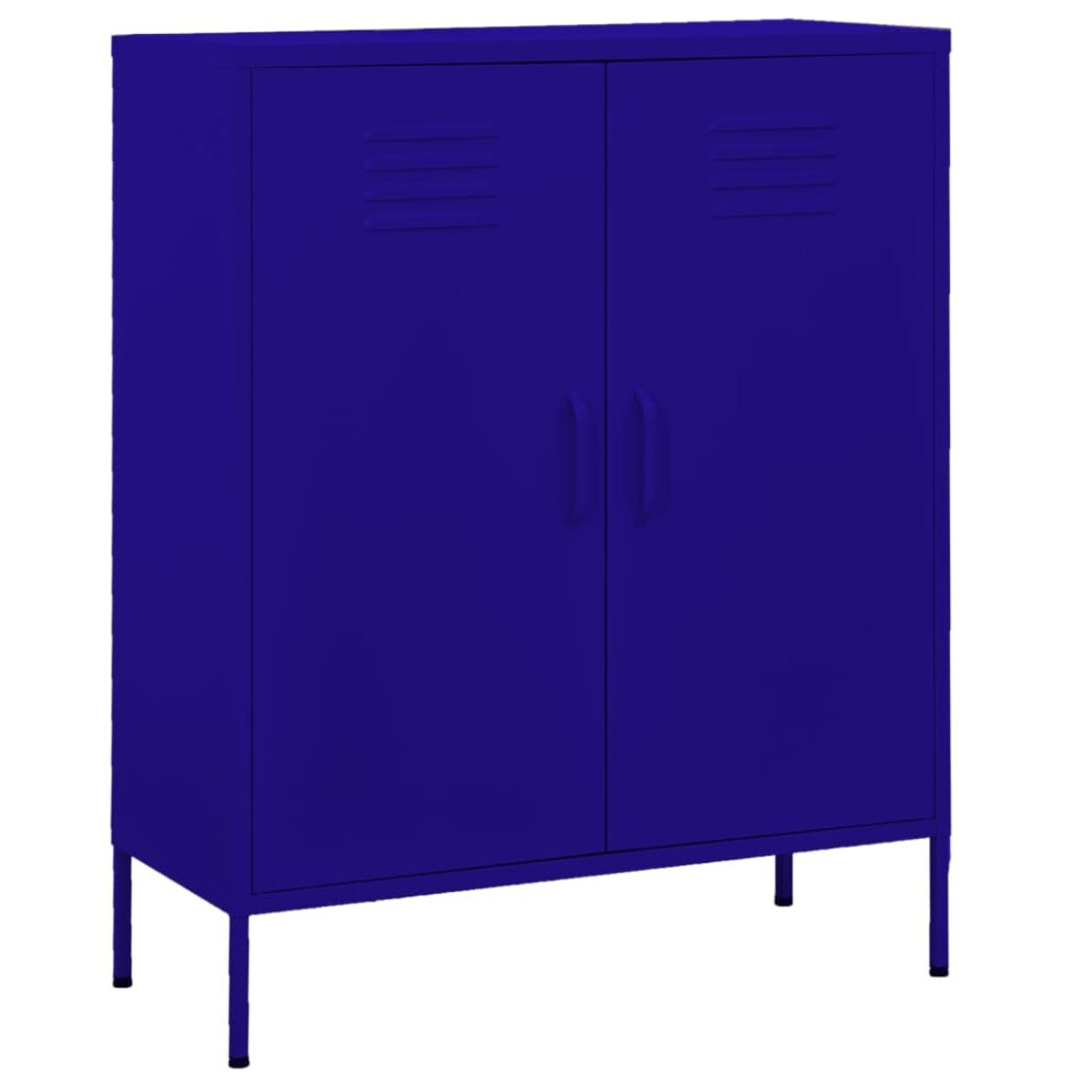 vidaXL Storage Cabinet Navy Blue Steel Living Room Sideboard Cupboard Bookcase