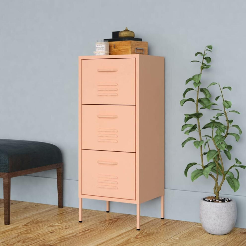 vidaXL Storage Cabinet Pink Steel Home Decor Furniture Sideboard Side Cabinet