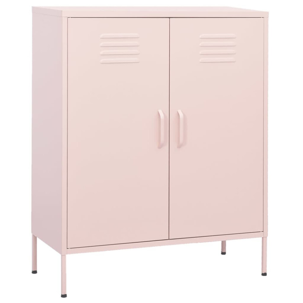 vidaXL Storage Cabinet Pink Steel Living Room Sideboard Cupboard Bookcase