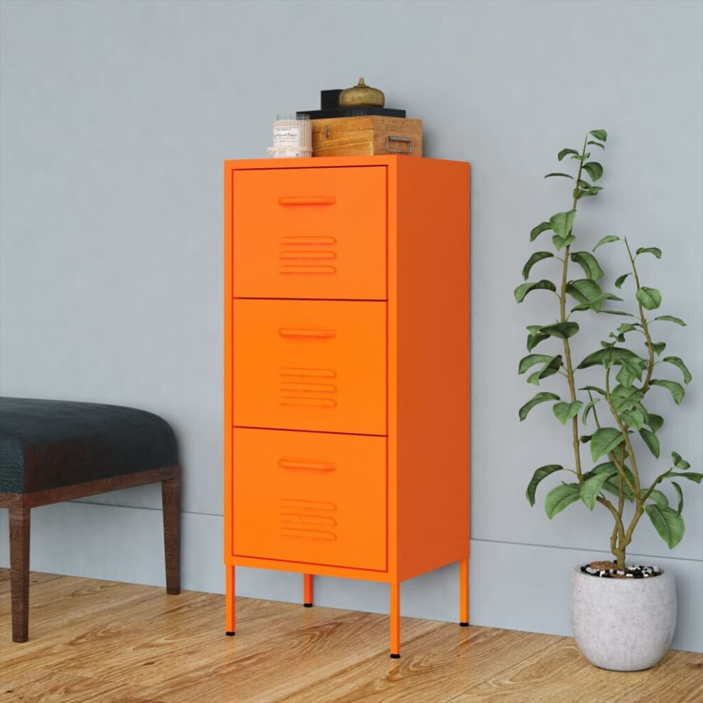 vidaXL Storage Cabinet Orange Steel Home Furniture Sideboard Side Cabinet