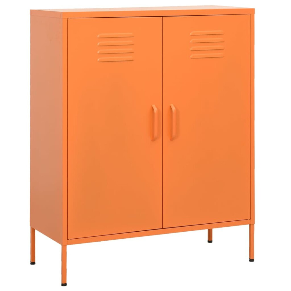 Vidaxl Storage Cabinet Orange Steel Living Room Sideboard Cupboard Bookcase