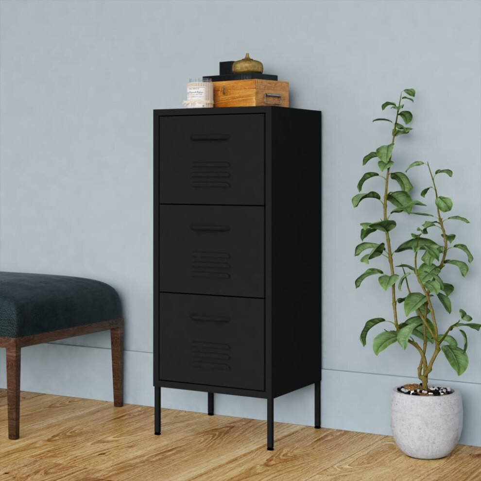 vidaXL Storage Cabinet Black Steel Indoor Furniture Sideboard Side Cabinet