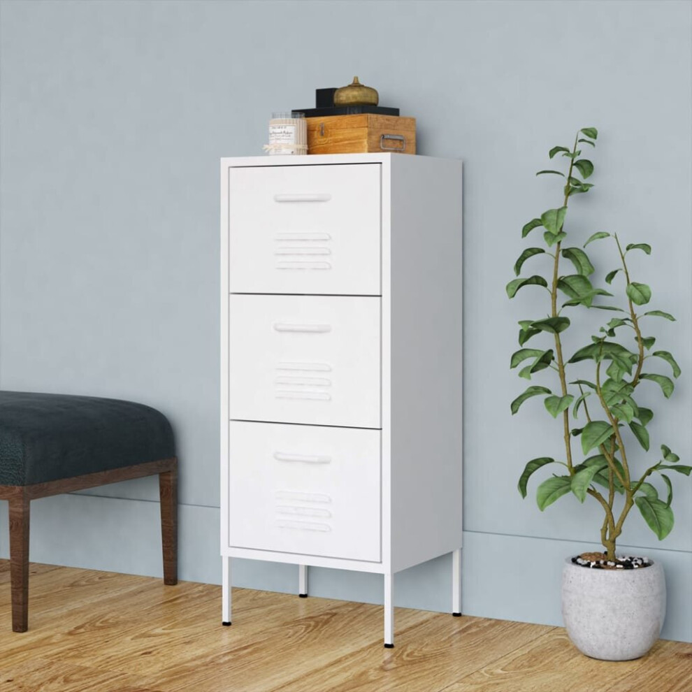 vidaXL Storage Cabinet White Steel Indoor Furniture Sideboard Side Cabinet