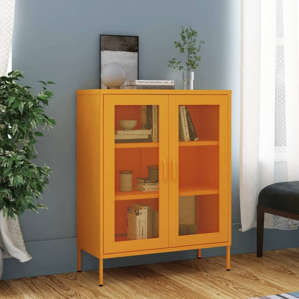 vidaXL Storage Cabinet Mustard Yellow Steel Sideboard Cupboard Side Cabinet