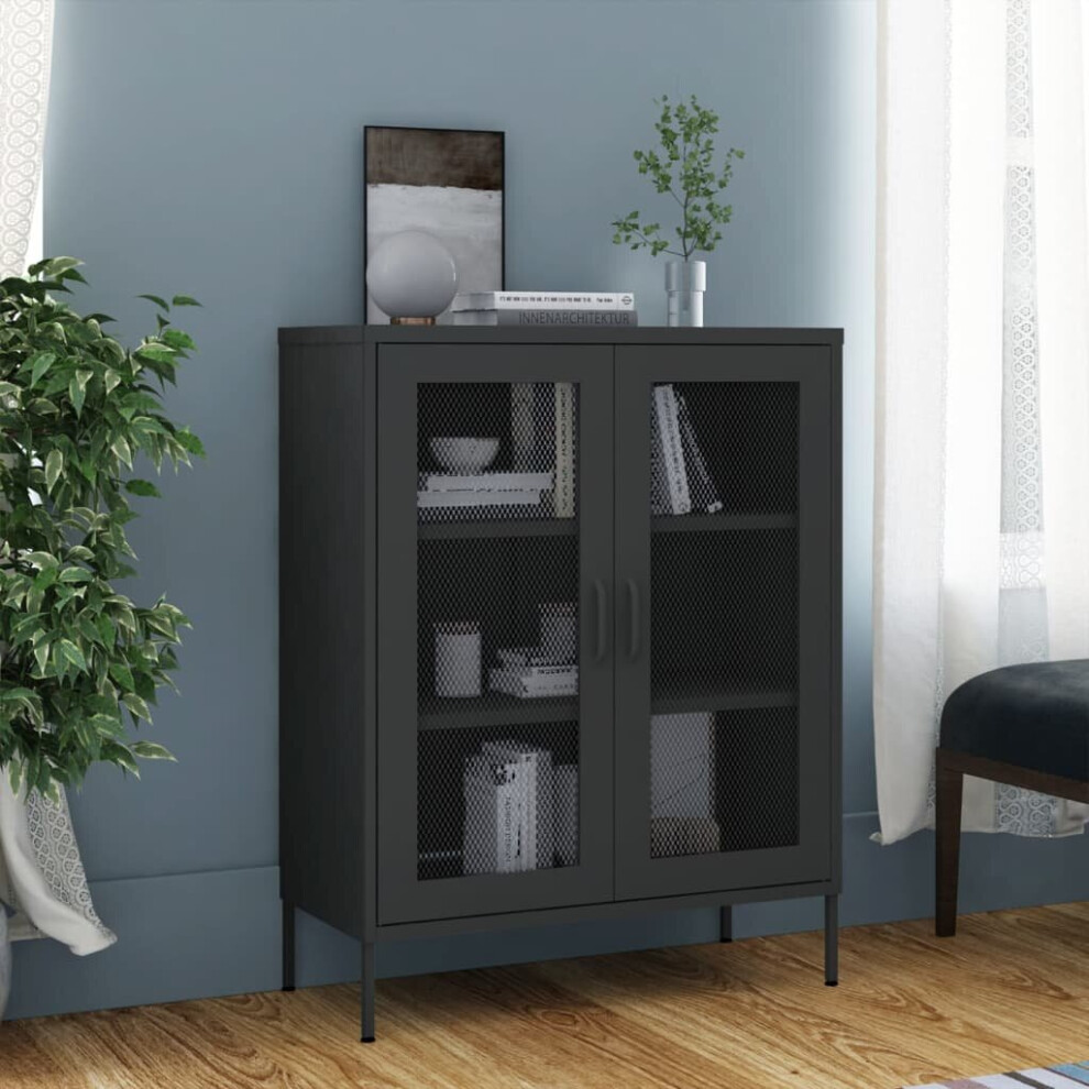 vidaXL Storage Cabinet Anthracite Steel Home Sideboard Cupboard Side Cabinet