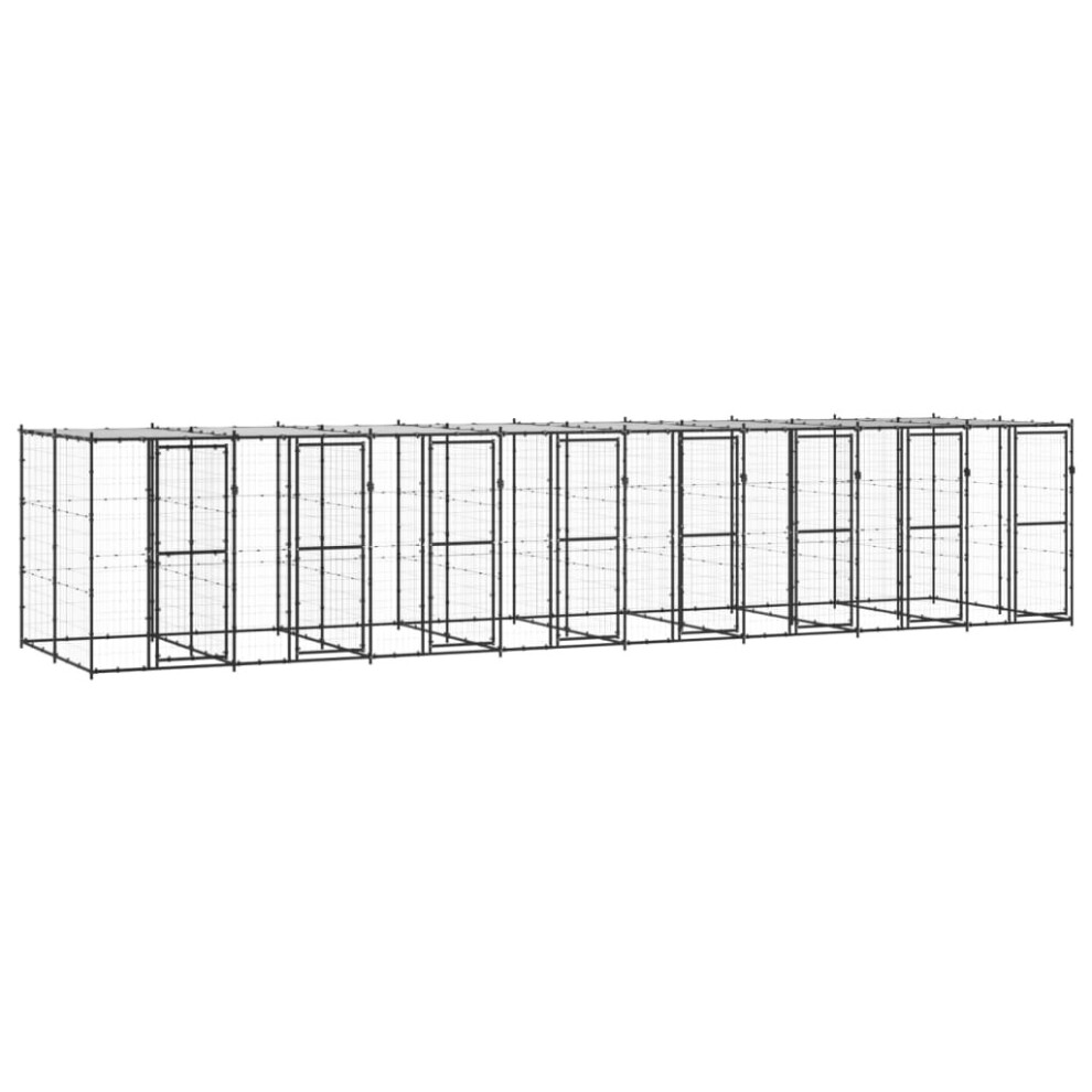 Vidaxl Outdoor Dog Kennel Steel With Roof 19.36 M? Puppy Enclosure Dog Cage
