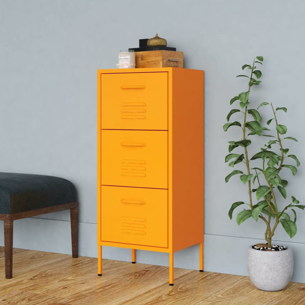 vidaXL Storage Cabinet Mustard Yellow Steel Furniture Sideboard Side Cabinet