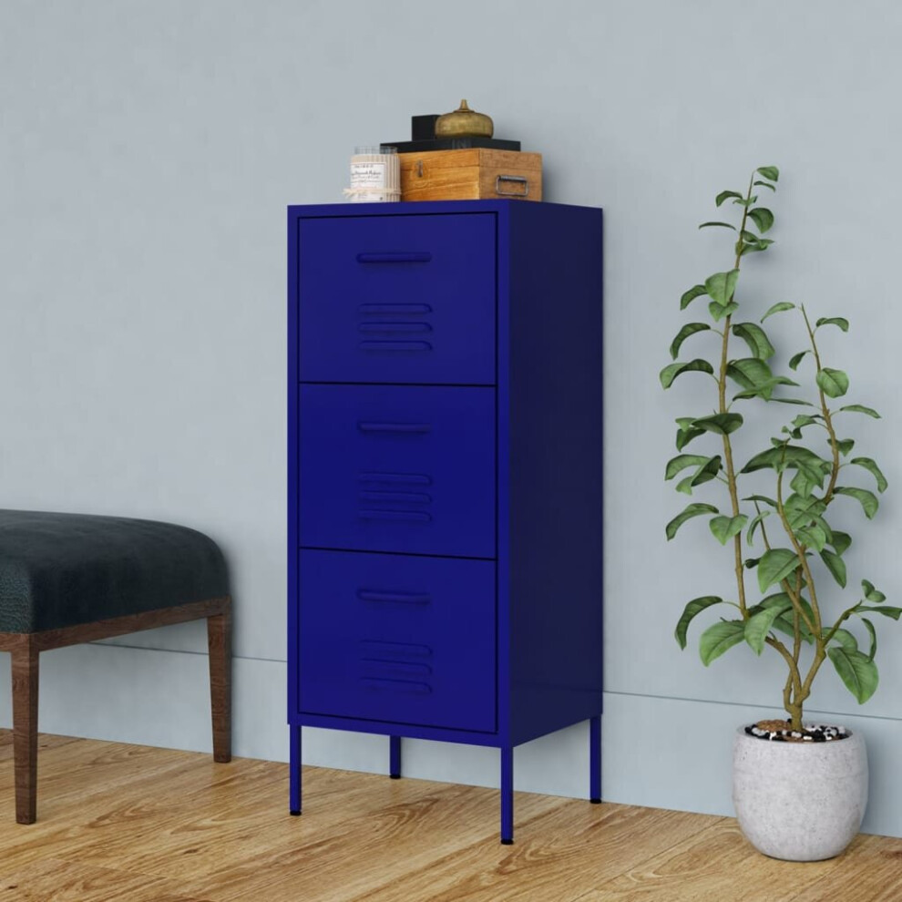 vidaXL Storage Cabinet Navy Blue Steel Home Furniture Sideboard Side Cabinet