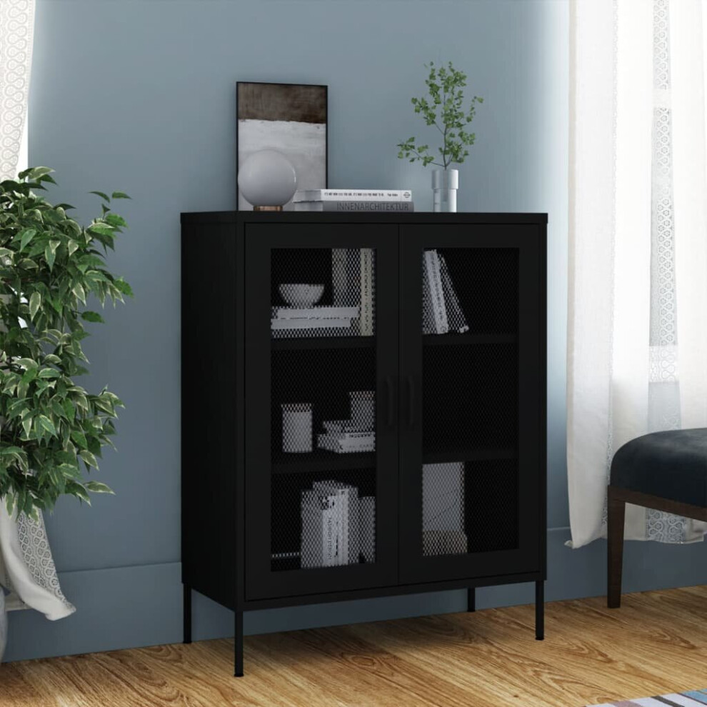 Vidaxl Storage Cabinet Black Steel Home Sideboard Cupboard Storage Cabinet