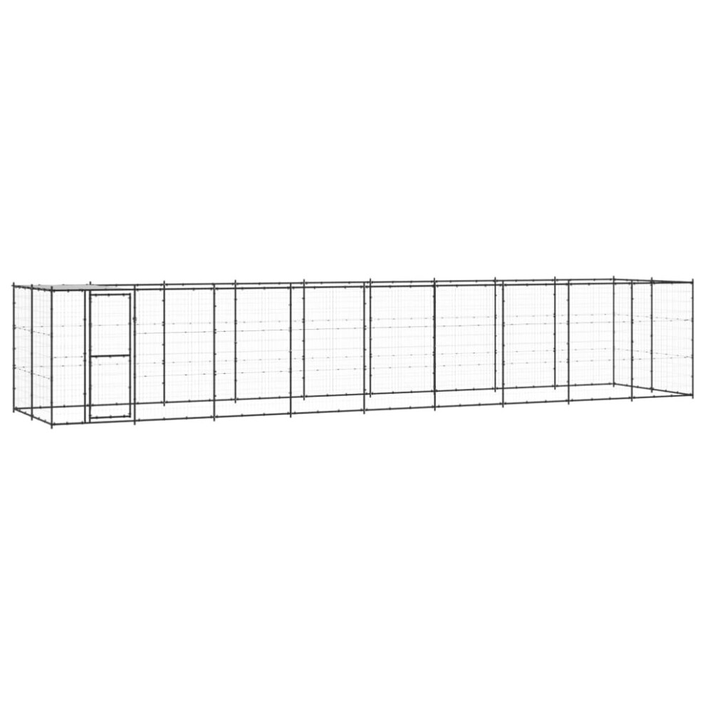 Vidaxl Outdoor Dog Kennel Steel With Roof 21.78 M? Puppy Enclosure Dog Cage 21.78M