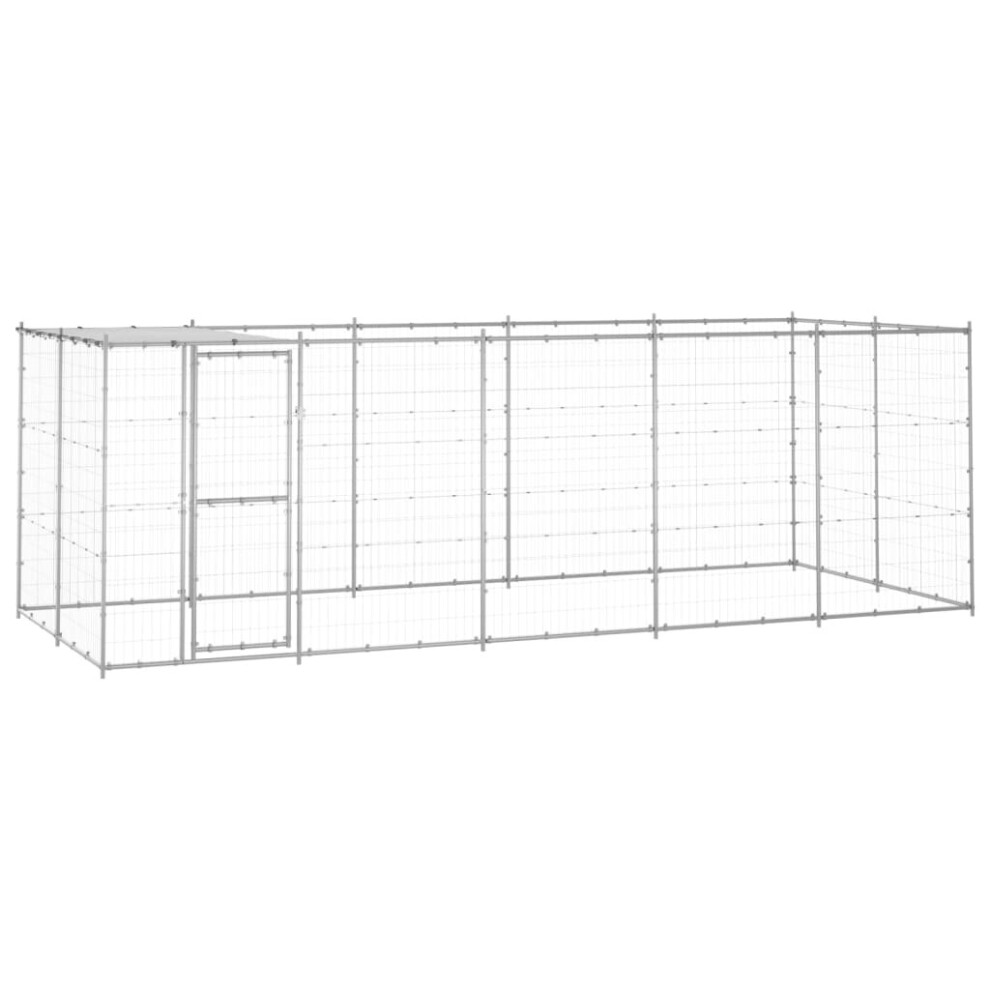 vidaXL Outdoor Dog Kennel Galvanised Steel with Roof 12.1 m? Patio Dog Cage