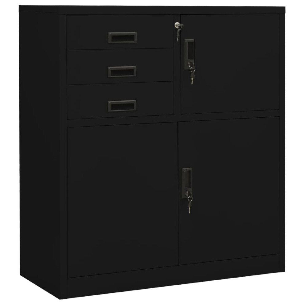 vidaXL Office Cabinet Black Steel Furniture Filing File Storage Cabinet Locker