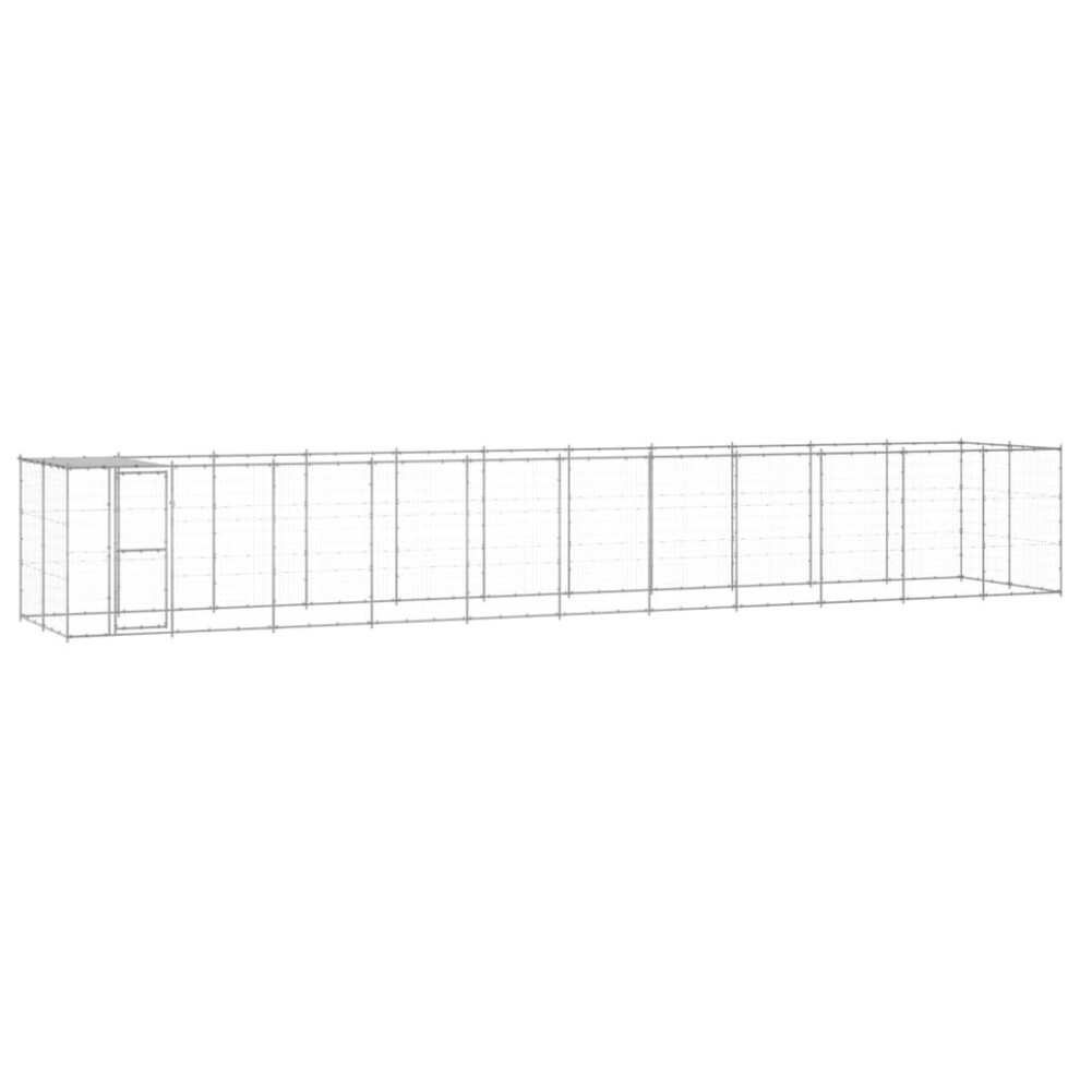 vidaXL Outdoor Dog Kennel Galvanised Steel with Roof 26.62 m? Patio Dog Cage