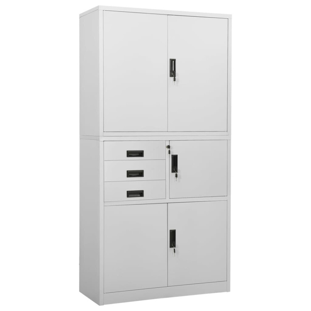 vidaXL Office Cabinet Light Grey Steel Furniture Filing File Storage Cabinet