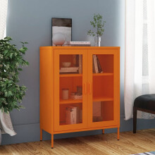 vidaXL Storage Cabinet Orange Steel Home Sideboard Cupboard Storage Cabinet
