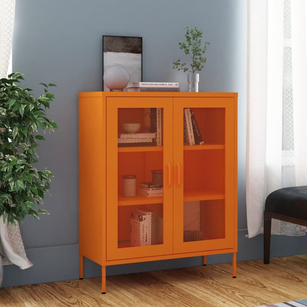 Vidaxl Storage Cabinet Orange Steel Home Sideboard Cupboard Storage Cabinet