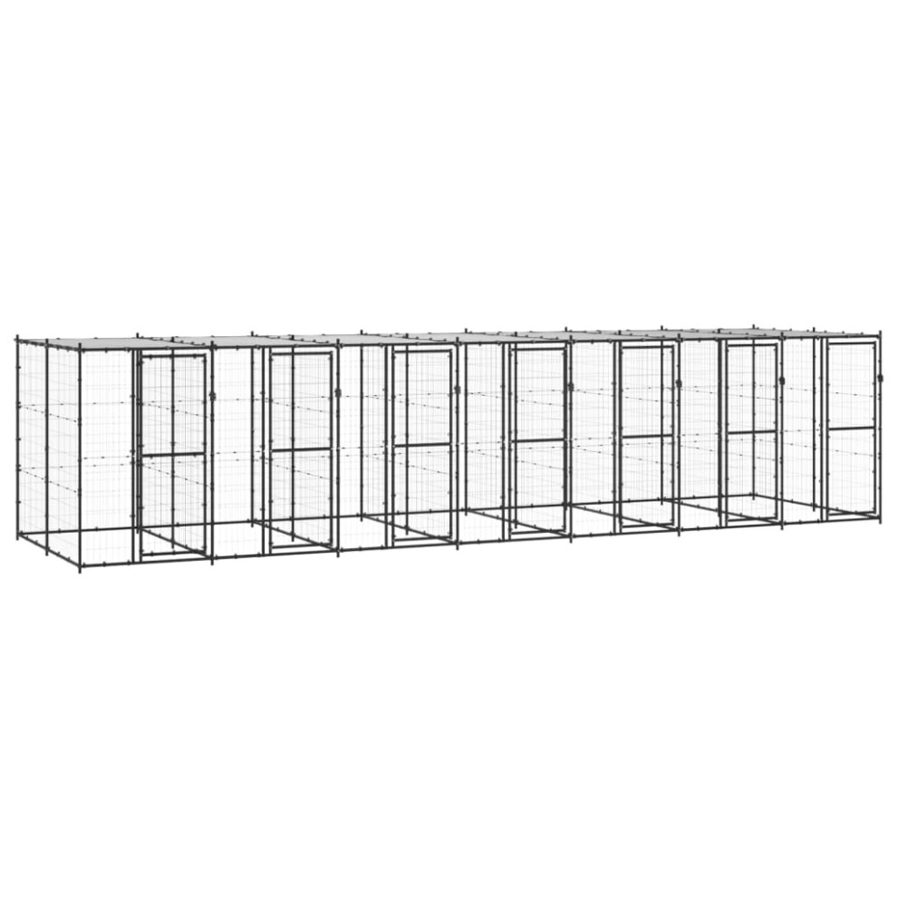 Vidaxl Outdoor Dog Kennel Steel With Roof 16.94 M? Puppy Enclosure Dog Cage